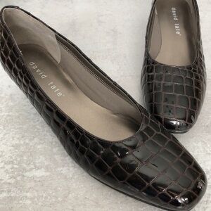 David Tate’ crocodile embossed pumps. Size 8.5 N